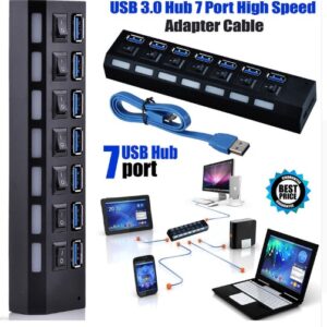 7PORT USB3.0 EXTERNAL HUB HIGH SPEED WITH POWER ADAPTER